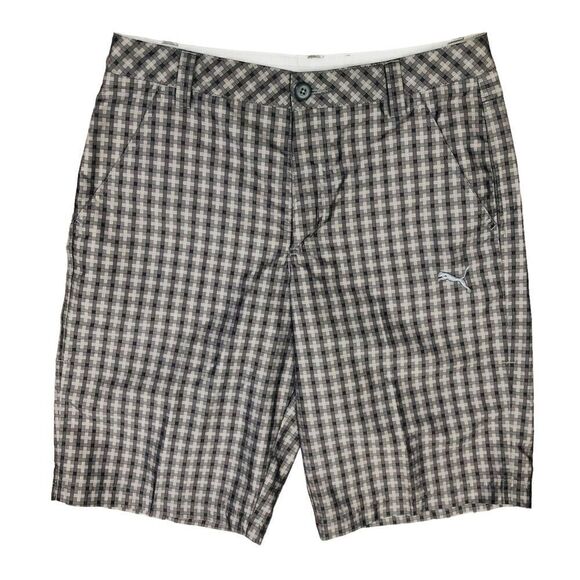 Puma Golf Gray Geometric Print Flat Front Smooth Men’s Shorts Sz 30 NWOT - Picture 1 of 10
